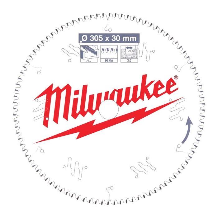 Milwaukee - Panza fierastrau taieri inclinate, aluminiu, CSB MS ALU, 305x30x3mm, dinti 96 TF [4932471323]