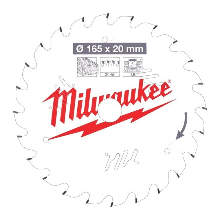 Milwaukee - Panza fierastrau circular de mana CSB P W, 165x20x1.6mm, dinti 24 ATB [4932471931]