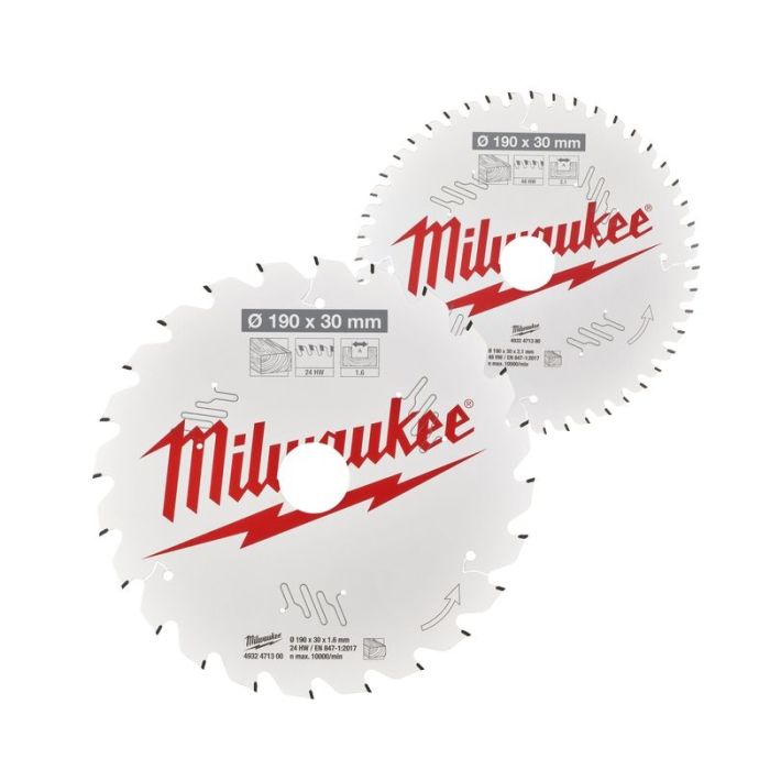 Milwaukee - Panze fierastrau circular 190mm, 24 si 48 dinti, 2 piese [4932479574]