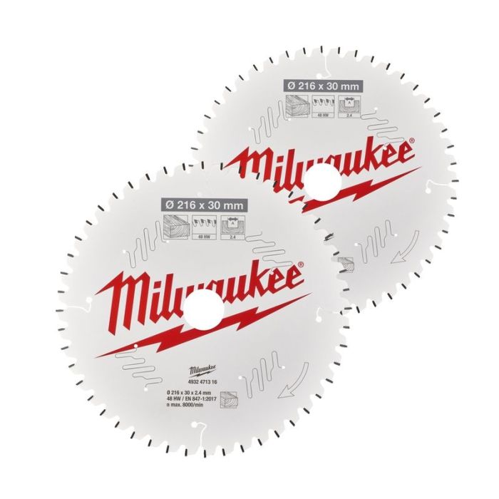 Milwaukee - Panze fierastrau circular 216mm, 48 si 60 dinti, 2 piese [4932479575]