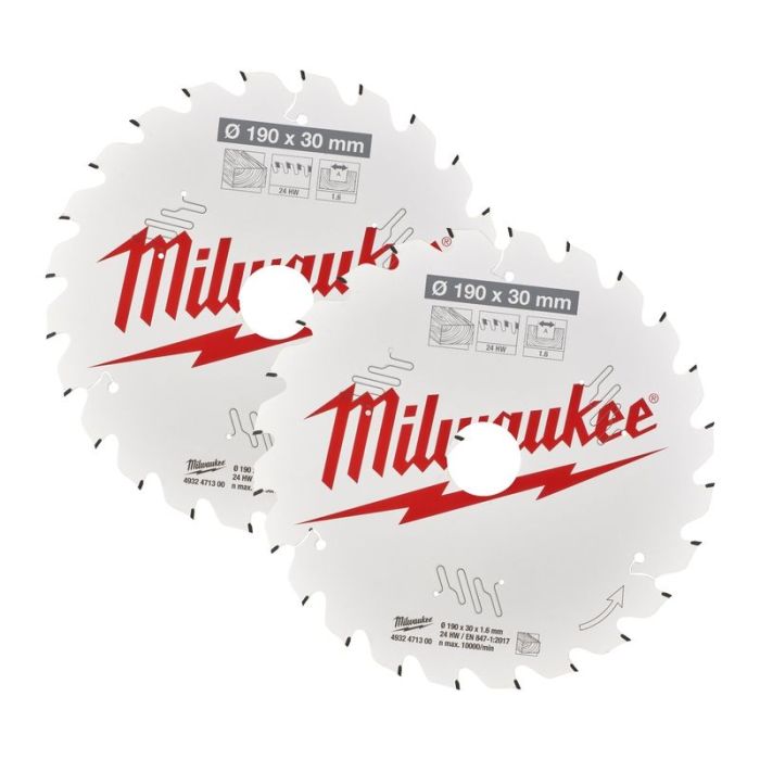 Milwaukee - Panza fierastrau circular 190x30x1.6mm, 24 dinti, 2 bucati [4932479804]