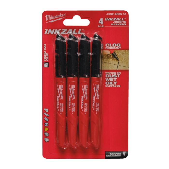 Milwaukee - Marker negru Inkzall, 4 bucati [4932480551]