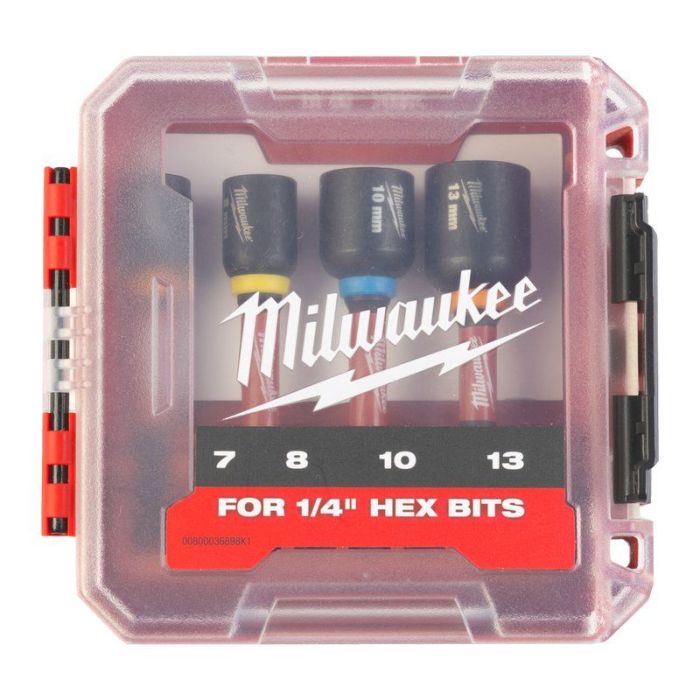 Milwaukee - Chei tubulare magnetice Shockwave 7/8/10/13mm, 4 piese [4932492445]