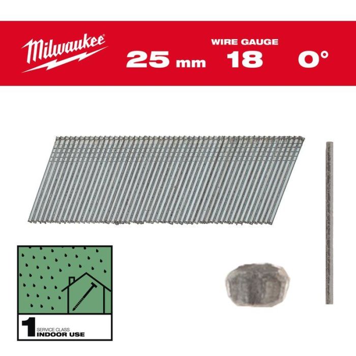 Milwaukee - Cuie T, lungime 25 mm, 18 G, pentru pistolul M18 FN18GS, 5000 bucati [4932492551]