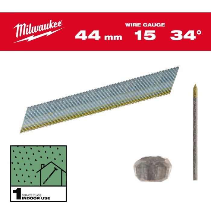 Milwaukee - Cuie 15 G, lungime 44 mm, cap D, 2500 bucati [4932492576]