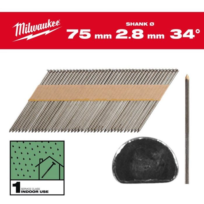 Milwaukee - Cuie 34, lungime 75 mm, cap D, pentru pistol M18FFN [4932492597]