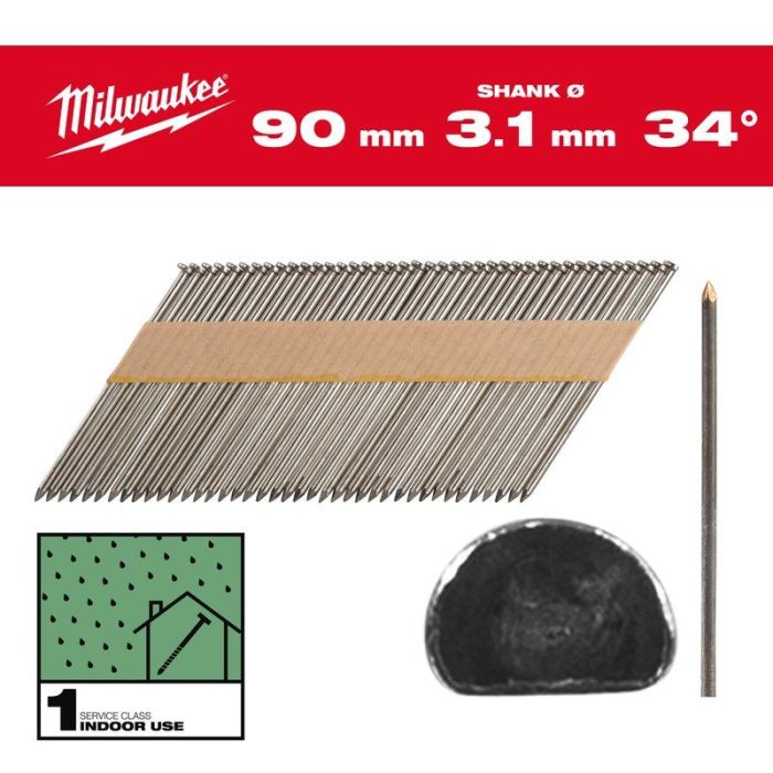 Milwaukee - Cuie 34, lungime 90 mm, cap D, pentru pistol M18FFN [4932492598]