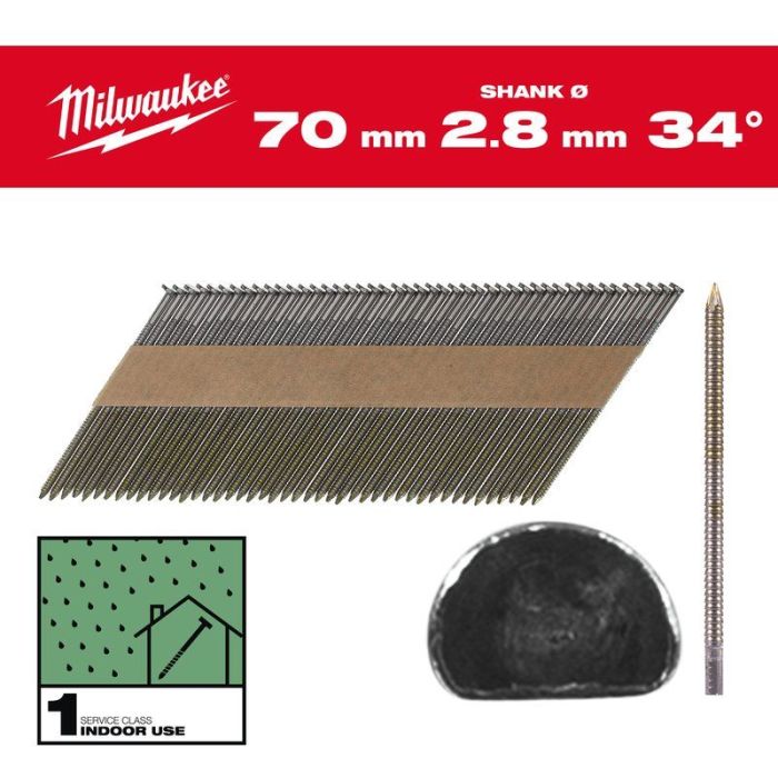 Milwaukee - Cuie in banda, 7.4 x 2.8 mm, 34°, 70 mm, 2200 bucati [4932492601]