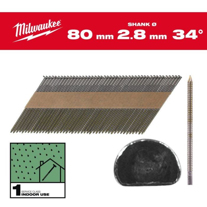 Milwaukee - Cuie in banda, 7.4 x 2.8 mm, 34°, 80 mm, 2200 bucati [4932492603]