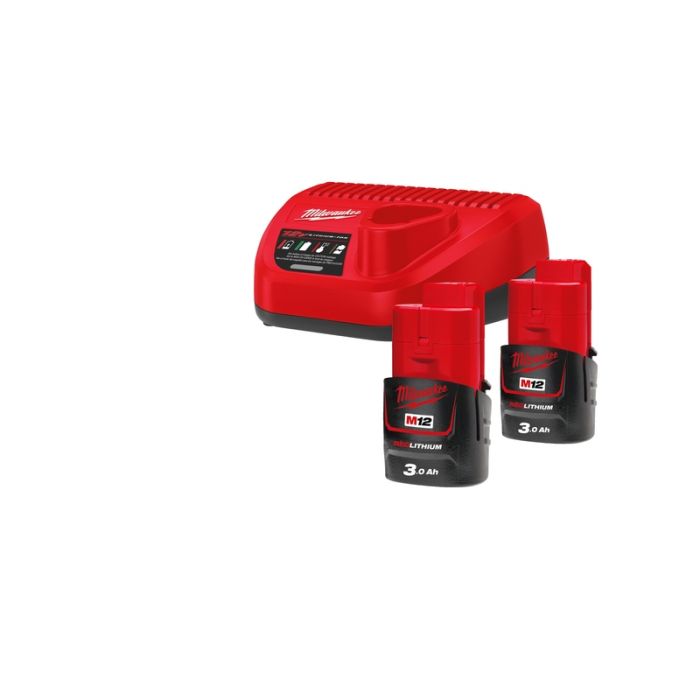 Milwaukee - Set 2x acumulator Li-Ion 12V, 3.0Ah + incarcator, M12NRG-302 [4933451902]