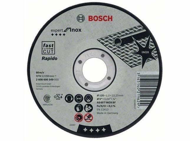 BOSCH - Disc abraziv debitare inox/metal, 125x22.23x1mm [2608600549]