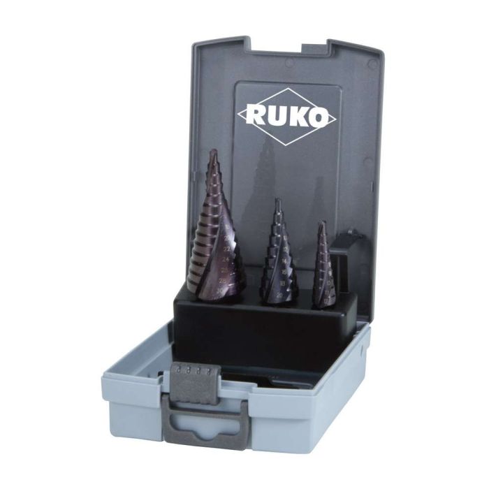 Ruko - Set burghie trepte cu canale spiralate 0/9.1.2 HSS-TIN [101026FRO]