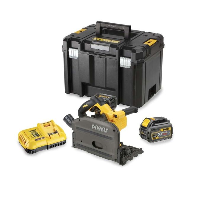 DeWALT - Fierastrau circular cu ghidaj 54v XR, valiza depozitare si 2 acumulatori [DCS520T2-QW]