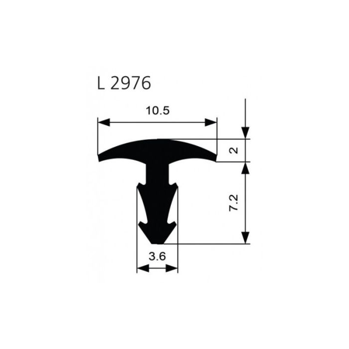 Ellen - Profil anti alunecare scara, L 2976, semicircular W-KF, negru, 10.5x9.2mm [0504000]