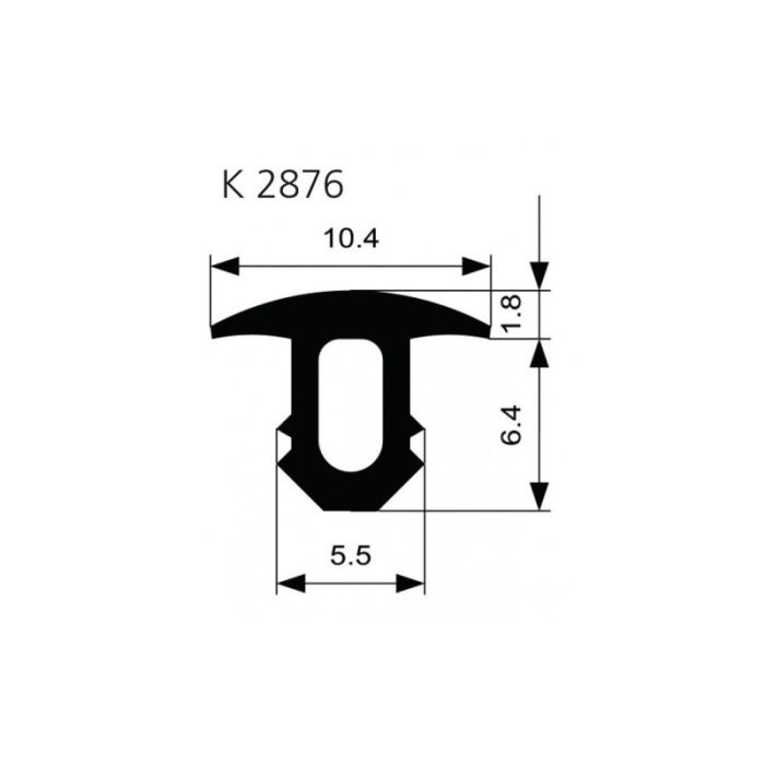 Ellen - Profil anti alunecare scara, K 2876, semicircular W-KF, negru, 10.4x8.2mm [EL0504400]