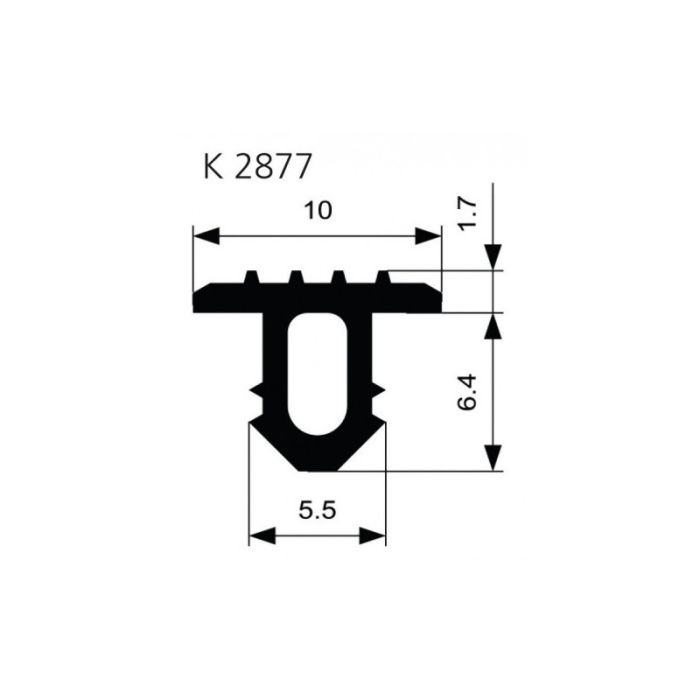 Ellen - Profil anti alunecare scara, K 2877, trapez W-KF, negru, 10x8.1mm [0504600]