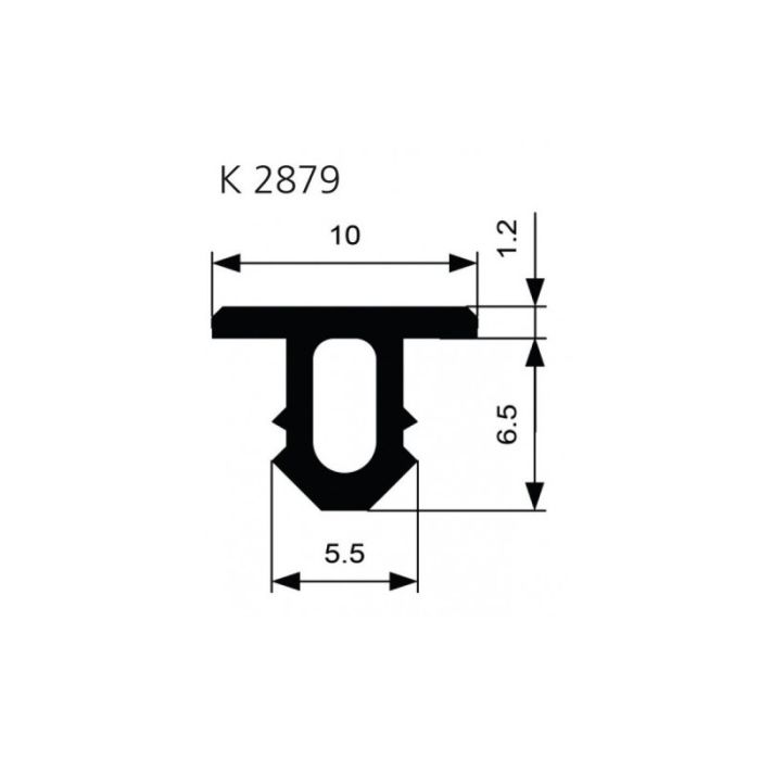 Ellen - Profil anti alunecare scara, K 2879, trapez W-KF, negru, 10x7.7mm [0504700]