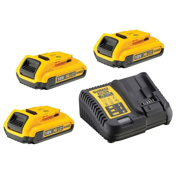 DeWALT - Set 3x acumulator Li-Ion XR 18V, 2.0Ah + incarcator [DCB115D3-QW]