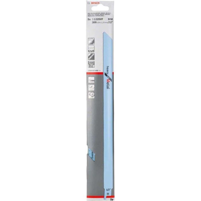 BOSCH - Panza fierastrau alternativ S 1225 VF pentru metal, 300mm, 5 bucati [2608657409]