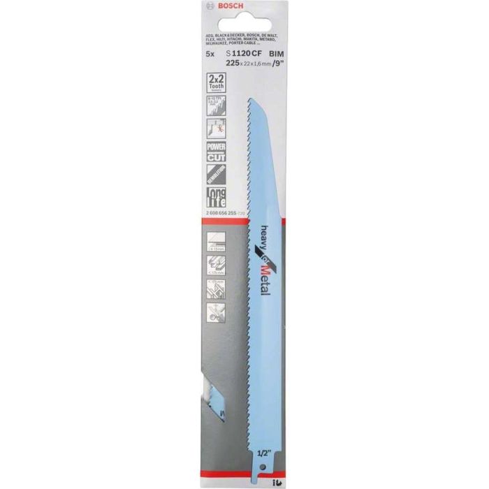 BOSCH - Panza fierastrau alternativ S1120CF pentru metal, 225 mm, 5 bucati [2608656255]