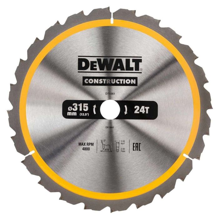 Panza de fierastrau circular DeWALT CONSTRUCTION 315x30, 24 dinti [DT1961-QZ]