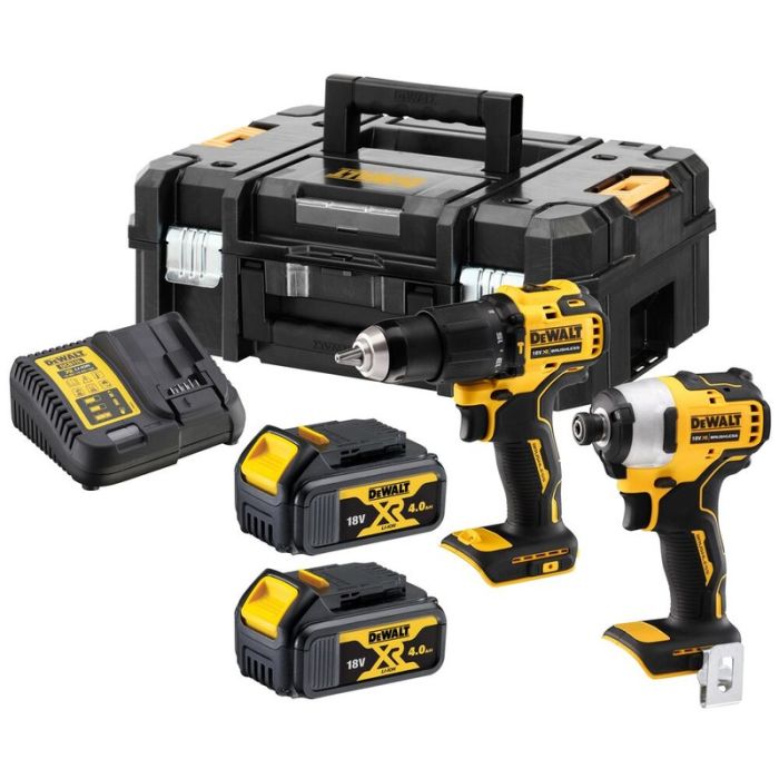 DeWALT - Set 2 scule electrice DCD709 + DCF809, acumulator 18V XR 2x4.0Ah, incarcator, valiza [DCK2062M2T-QW]