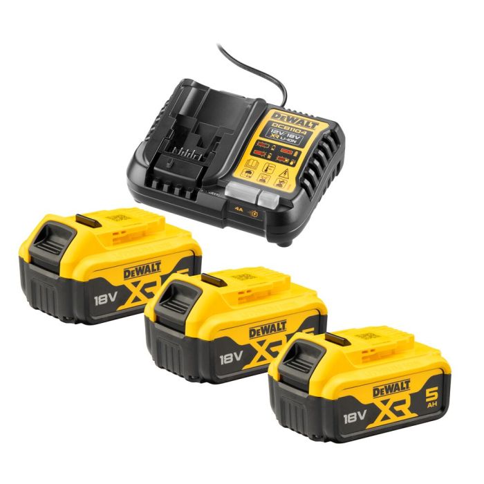 DeWALT - Set 3x acumulator Li-Ion XR 18V, 5.0Ah + incarcator [DCB1104P3-QW]