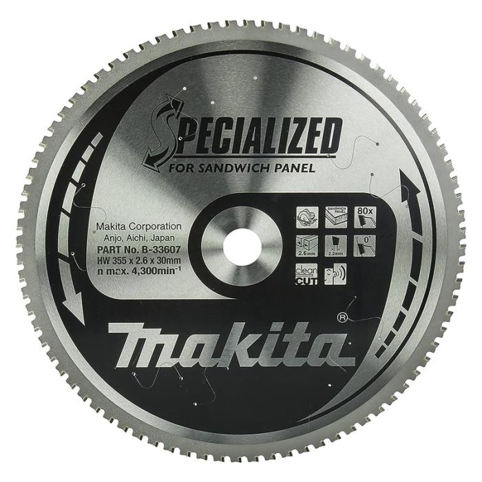 Makita - Panza fierastrau circular pentru panouri sandwich, 355x30mm, 80 dinti [B-33607]