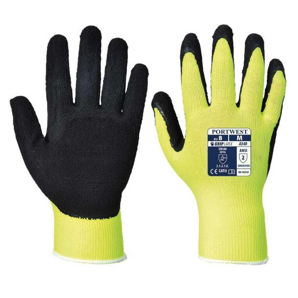 PORTWEST - Manusi HI-VIS Grip Latex, galben, mas. XL [A340YER-XL]