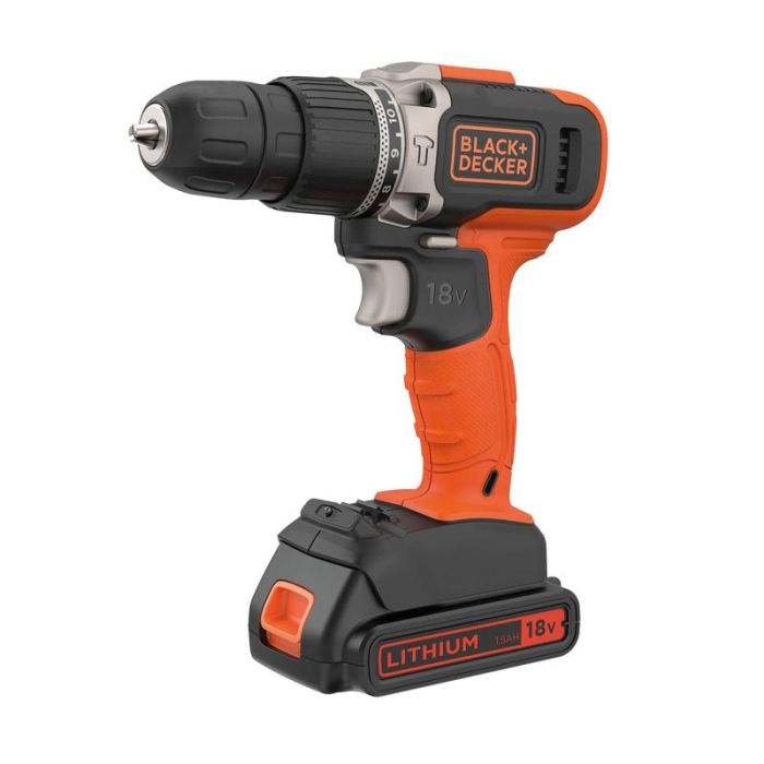 Black+Decker - Masina de gaurit si insurubat 45Nm, cu acumulator 18V, 1.5Ah, incarcator, valiza [BCD003C1-QW]