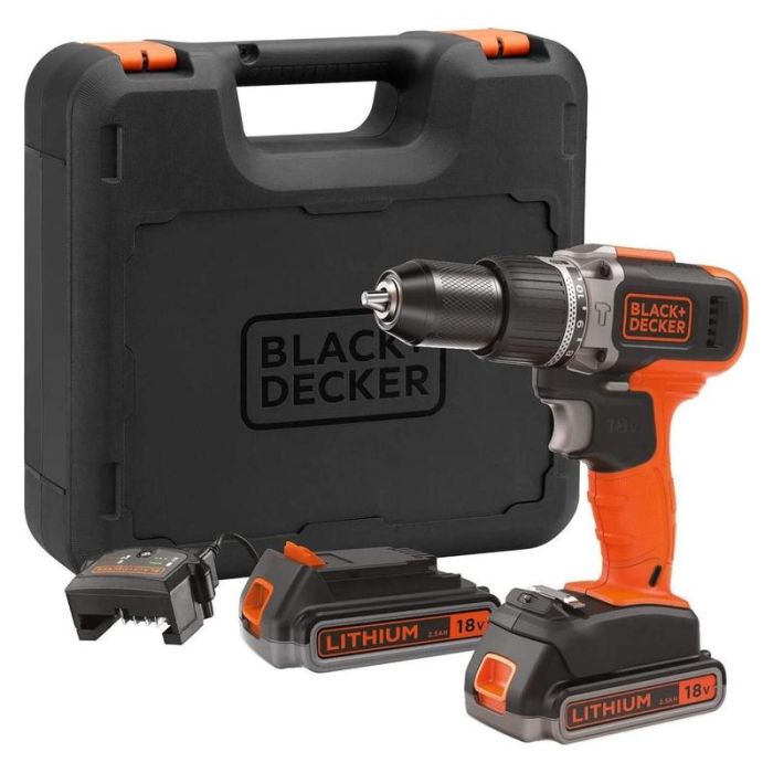 Black+Decker - Masina de gaurit si insurubat cu percutie 45Nm, cu 2 acumulatori 18V, 2.0Ah, 4.0Ah, incarcator, valiza [BCD003MEM2K-QW]