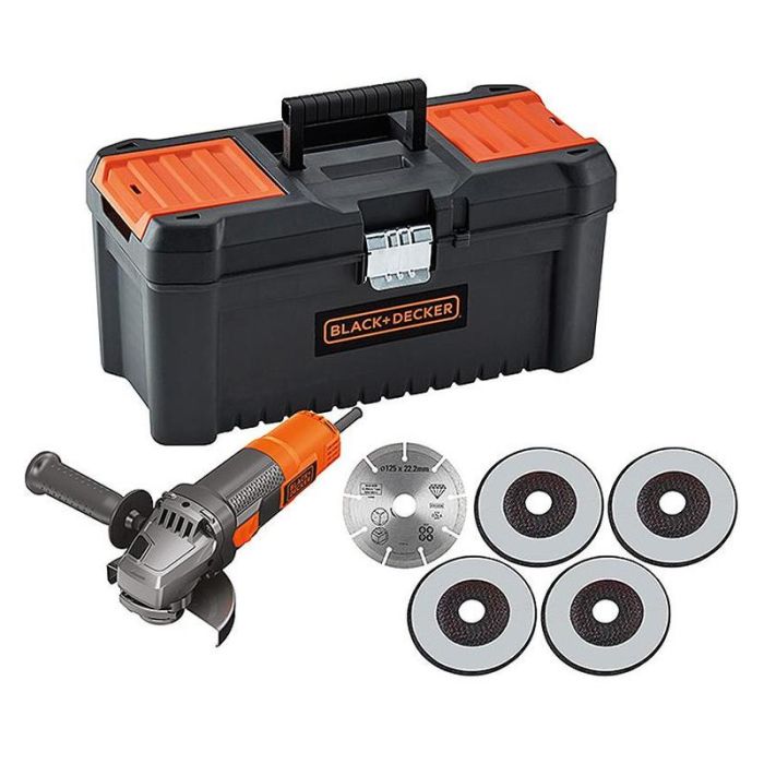 Black+Decker - Polizor unghiular 125mm, 900W, valiza + 5 discuri [BEG220KA5-QS]