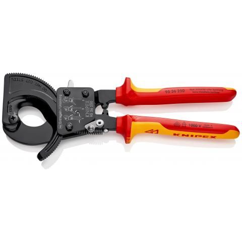 KNIPEX - Cleste pentru taiat cabluri - principiul clichetului 250 mm, VDE [9536250]