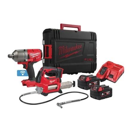 Milwaukee - Pachet 2 scule electrice M18ONEPP2Q-502X, cu 2 acumulatori 18V, 5.0Ah, incarcator, geanta [4933492519]