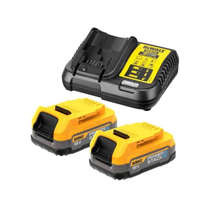 DeWALT - Set 2x acumulator Li-Ion POWERSTACK 18V, 2.0Ah + incarcator [DCB1102E2-QW]