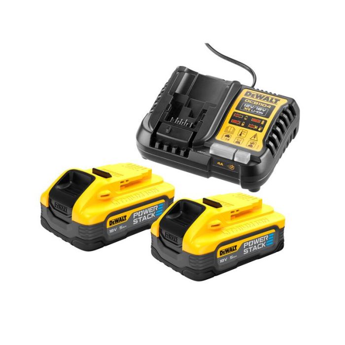 DeWALT - Set 2x acumulator Li-Ion POWERSTACK 18V, 5.0Ah + incarcator [DCB1104H2-QW]