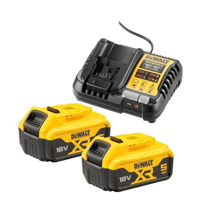 DeWALT - Set 2x acumulator Li-Ion XR 18V, 5.0Ah + incarcator [DCB1104P2-QW]