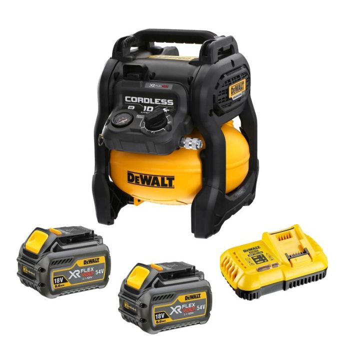 DeWALT - Compresor 10L, acumulatori 18V 2x6.0Ah XR FLEXVOLT, incarcator [DCC1054T2-QW]