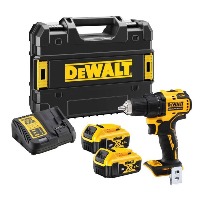 DeWALT - Masina de gaurit si insurubat 65Nm, cu 2 acumulatori Li-Ion XR 18V, 5.0Ah, incarcator, valiza [DCD708P2T-QW]