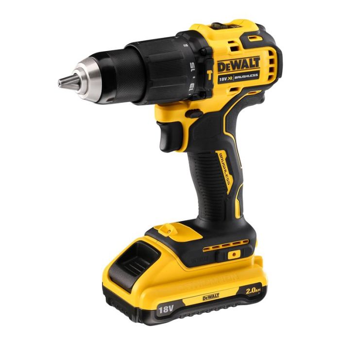 DeWALT - Masina de gaurit si insurubat cu percutie 65Nm, cu 2 acumulatori Li-Ion XR 18V, 2.0Ah, incarcator, valiza [DCD709D2T-QW]