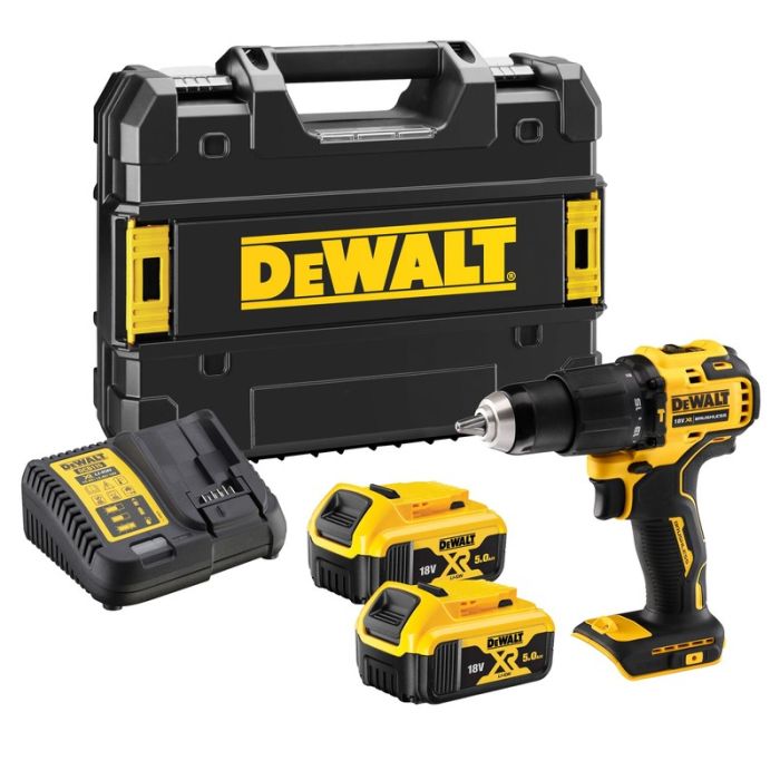 DeWALT - Masina de gaurit si insurubat cu percutie 65Nm, cu 2 acumulatori Li-Ion XR 18V, 5.0Ah, incarcator, valiza [DCD709P2T-QW]