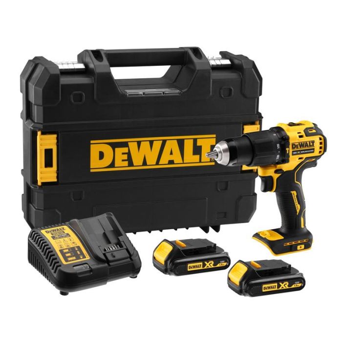 DeWALT - Masina de gaurit si insurubat cu percutie 65Nm, cu 2 acumulatori Li-Ion XR 18V, 1.5Ah, incarcator, valiza [DCD709S2T-QW]