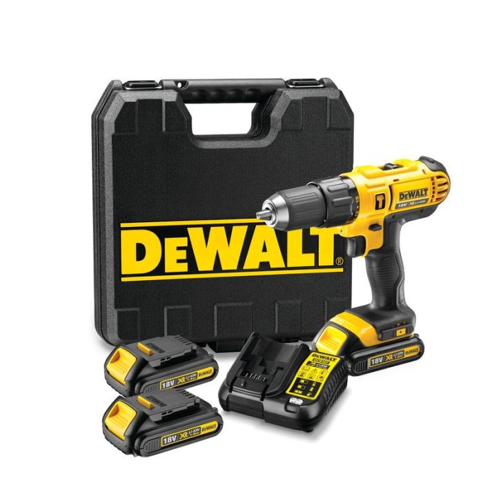 DeWALT - Masina de gaurit si insurubat cu percutie 42Nm, cu 3 acumulatori Li-Ion XR 18V, 1.3Ah, incarcator, valiza [DCD776C3-QW]