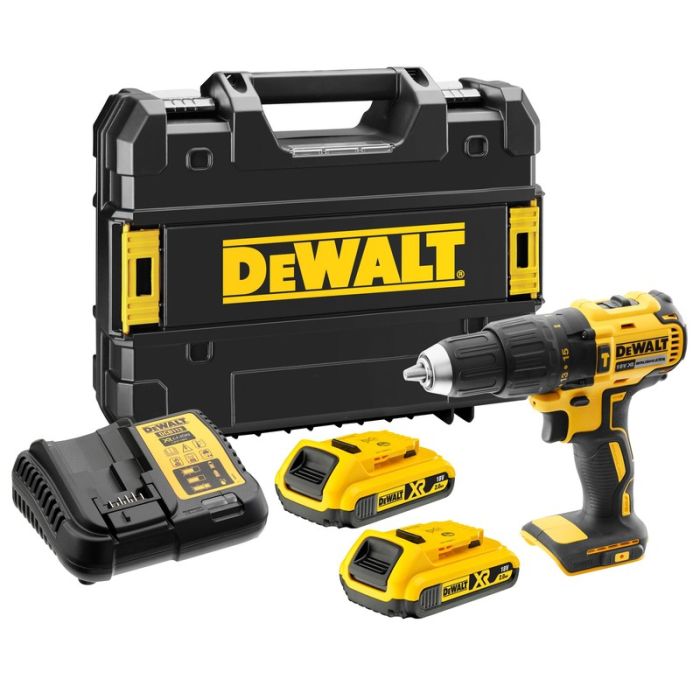 DeWALT - Masina de gaurit si insurubat cu percutie 65Nm, cu 2 acumulatori Li-Ion XR 18V, 2.0Ah, incarcator, valiza [DCD778D2T-QW]