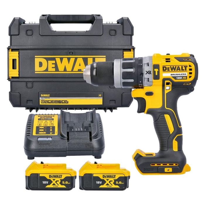 DeWALT - Masina de gaurit si insurubat cu percutie 70Nm, cu 2 acumulatori Li-Ion XR 18V, 5.0Ah, incarcator, valiza [DCD796P2-QW]