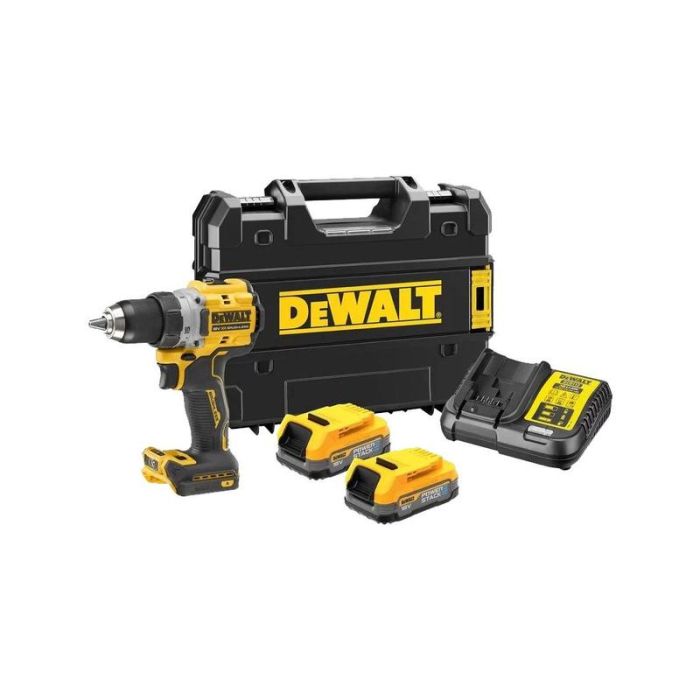 DeWALT - Masina de gaurit si insurubat 90Nm, cu 2 acumulatori Li-ion Powerstack 18V, 1.7Ah, incarcator, valiza [DCD800E2T-QW]