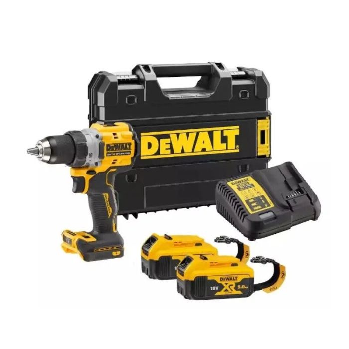 DeWALT - Masina de gaurit si insurubat 90Nm, cu 2 acumulatori Li-Ion XR 18V, 5.0Ah, incarcator, valiza [DCD800P2LRT-QW]