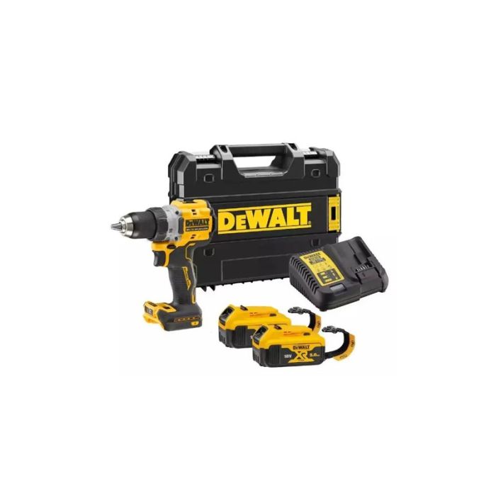 DeWALT - Masina de gaurit si insurubat cu percutie 90Nm, cu 2 acumulatori Li-Ion 18V, 5.0Ah, incarcator, valiza [DCD805P2LRT-QW]