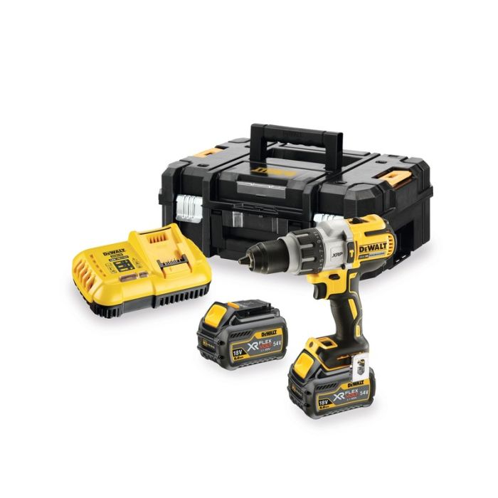 DeWALT - Masina de gaurit si insurubat cu percutie 95Nm, cu 2 acumulatori Li-Ion XR 18V, 6.0Ah, incarcator, valiza [DCD996T2-QW]