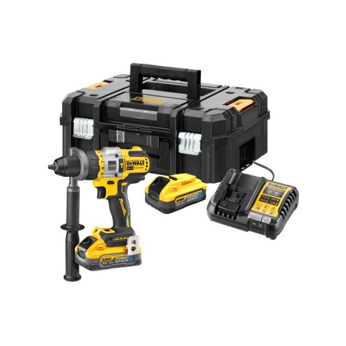 DeWALT - Masina de gaurit si insurubat cu percutie 126Nm, cu 2 acumulatori Li-Ion PowerStack 18V, 5.0Ah, incarcator, valiza [DCD999H2T-QW]